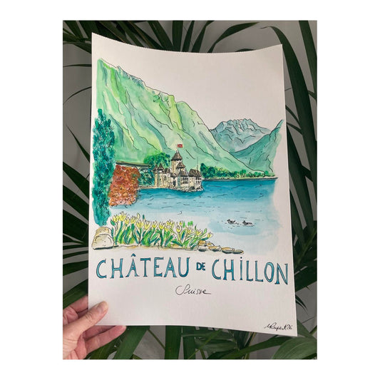 Original drawing of Château de Chillon, Switzerland