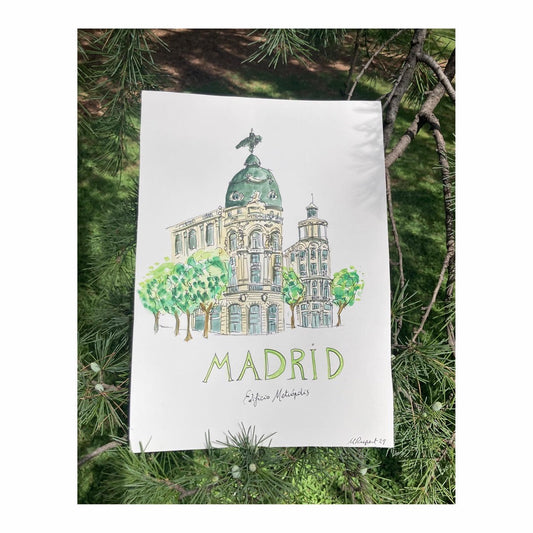 Original drawing of the Edificio Metropolis, Gran Via in Madrid