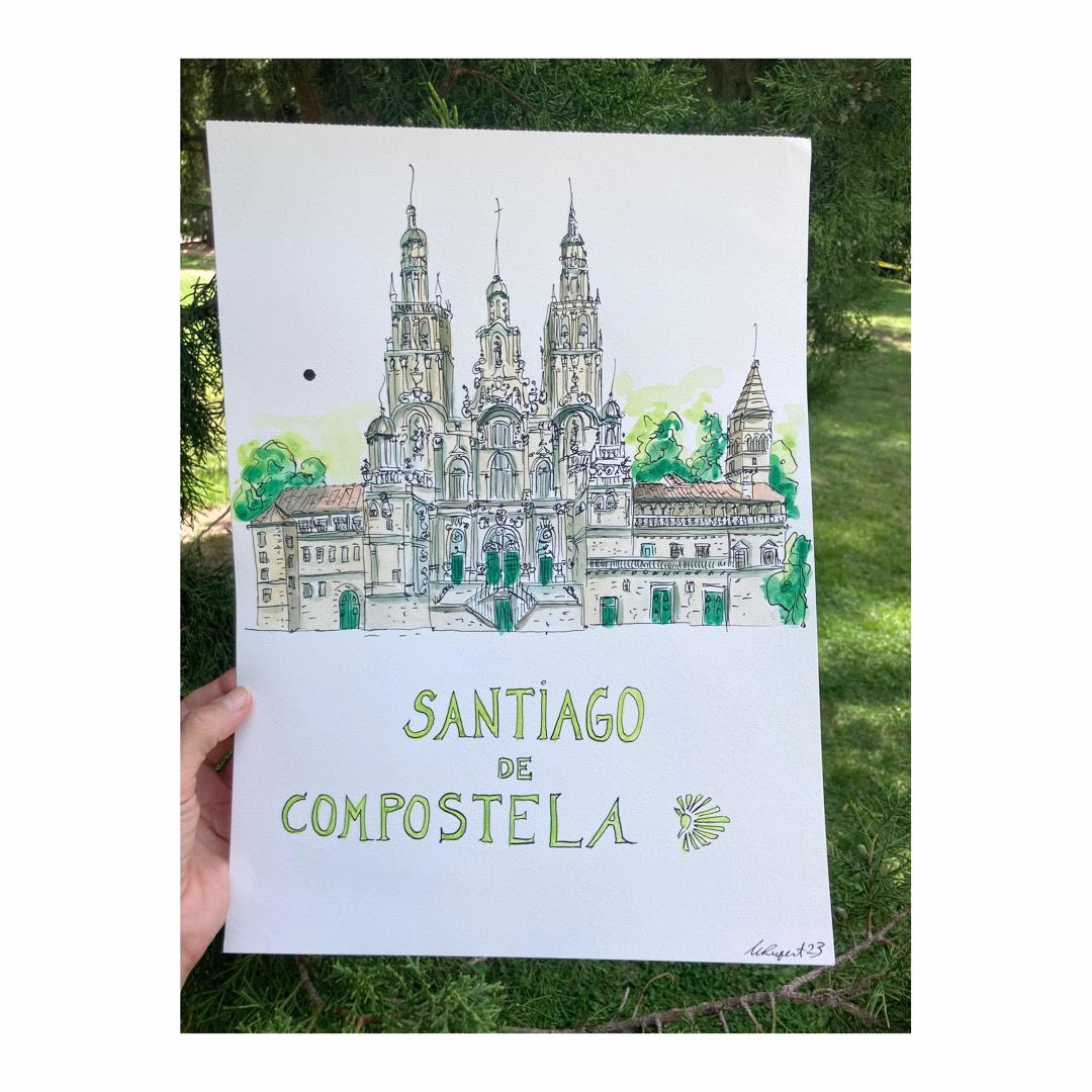 Original drawing of Cathedral of Santiago de Compostela