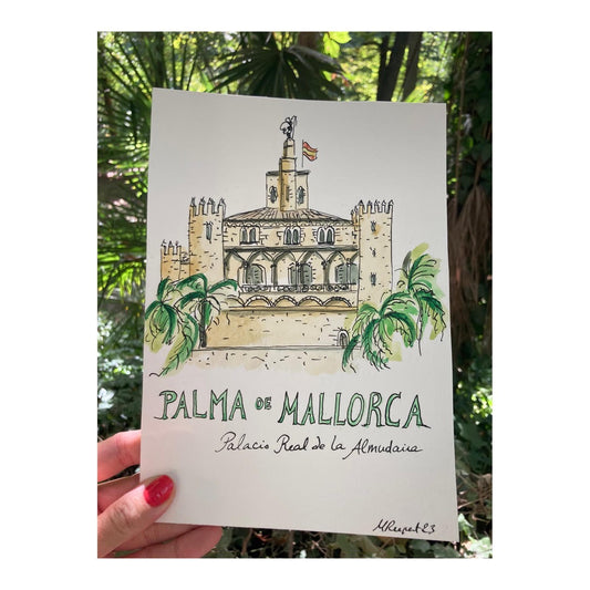 Original drawing of Mallorca, Palma Palacio Real de la Almudaina