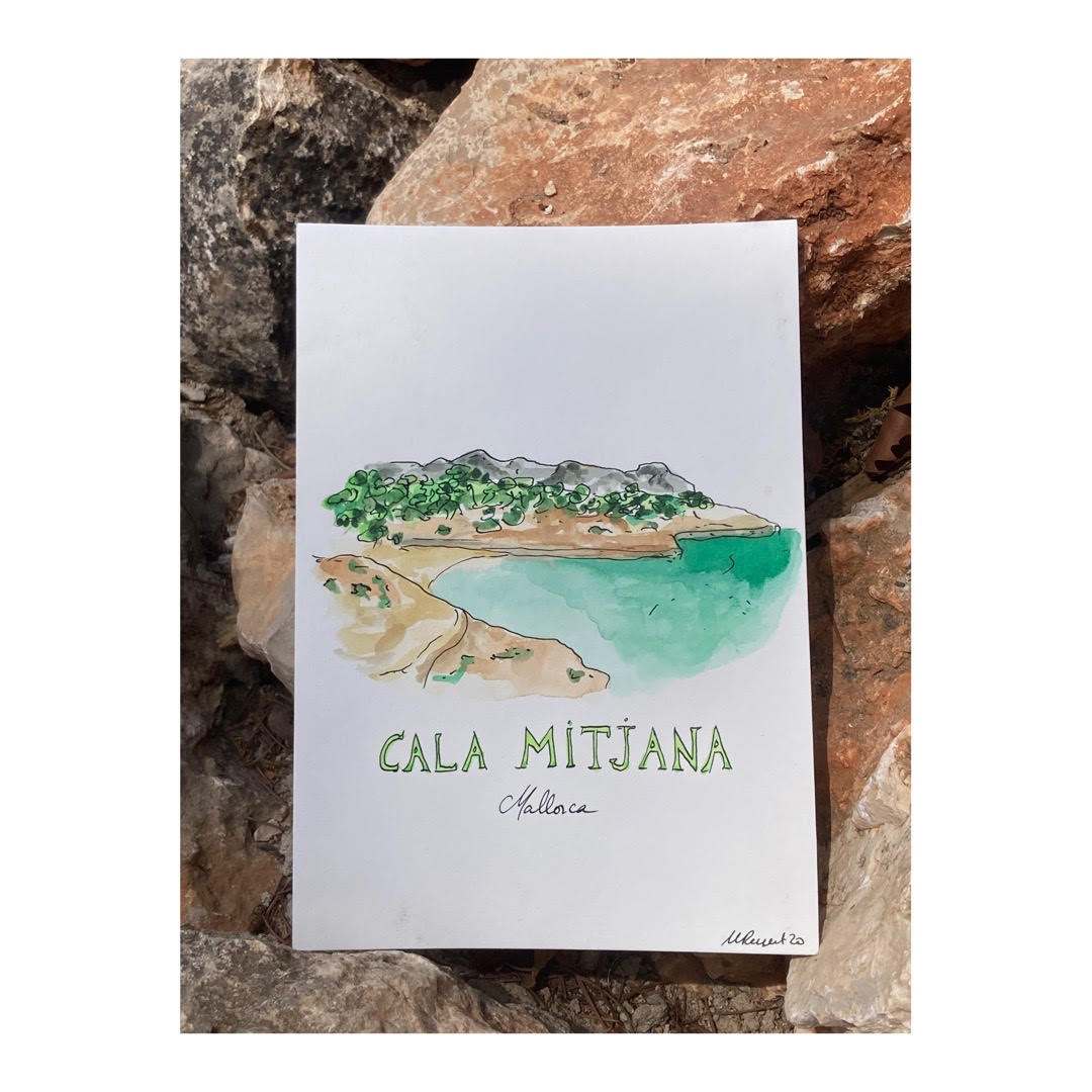 Original drawing of Mallorca, Cala Mitjana, Artà