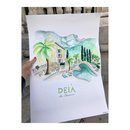 Original drawing of Mallorca Deià, La Residencia Belmond Hotel & Tramuntana